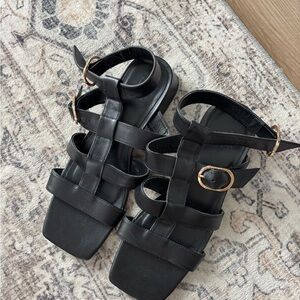 Zara Gladiator Black Strappy Sandals heels